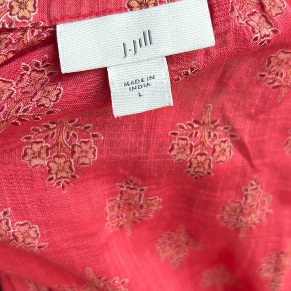 J. Jill Cotton Blouse Top Women's Size Large Boho Peasant Embroidered - Picture 4 of 5